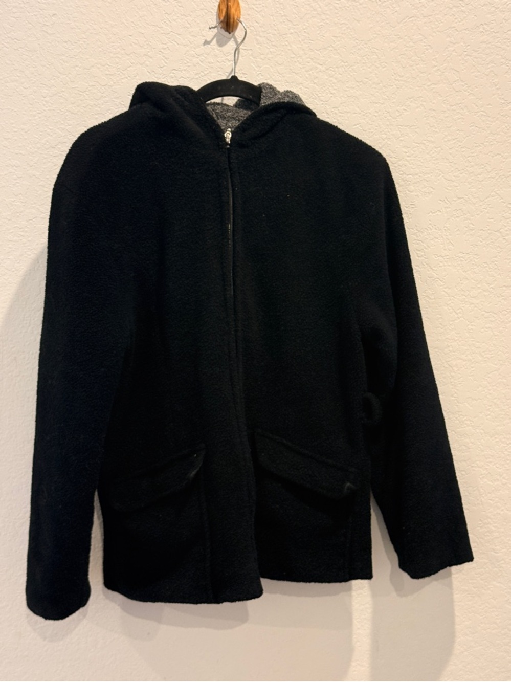 Sandro Black Zip-Up Hooded Fleece
